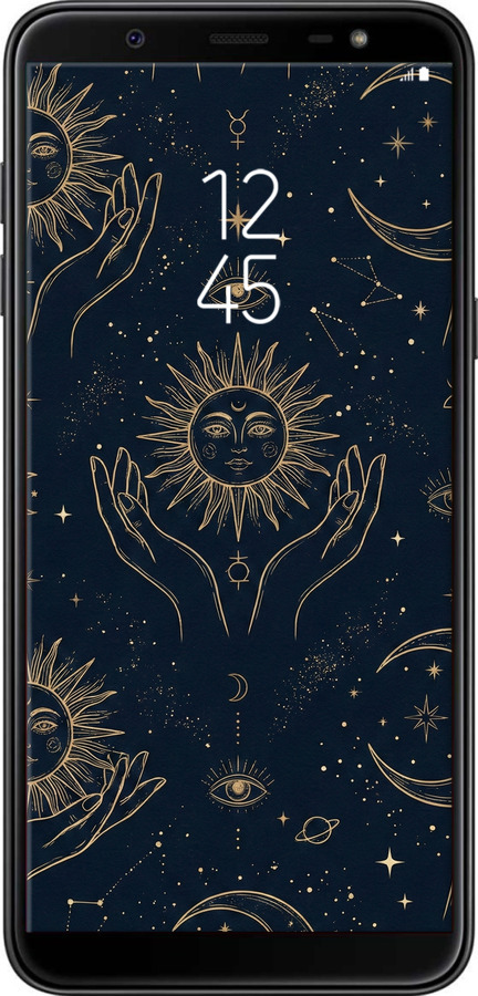 Силиконовый чехол Celestial Harmony: Sun & Moon Gold Mystic Pattern для Samsung Galaxy J8 2018 - 6778u-1511 изображение 