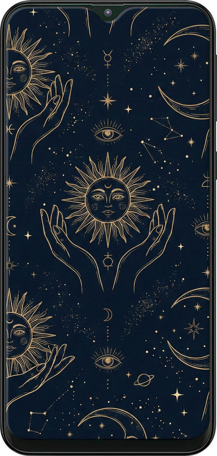 TPU чехол Celestial Harmony: Sun & Moon Gold Mystic Pattern для Samsung Galaxy M10 - 6778b-1661 изображение 
