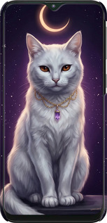 3D пластиковый матовый чехол Mystic White Cat Gothic Dark Purple Gold для Samsung Galaxy M10 - 6805m-1661 изображение 