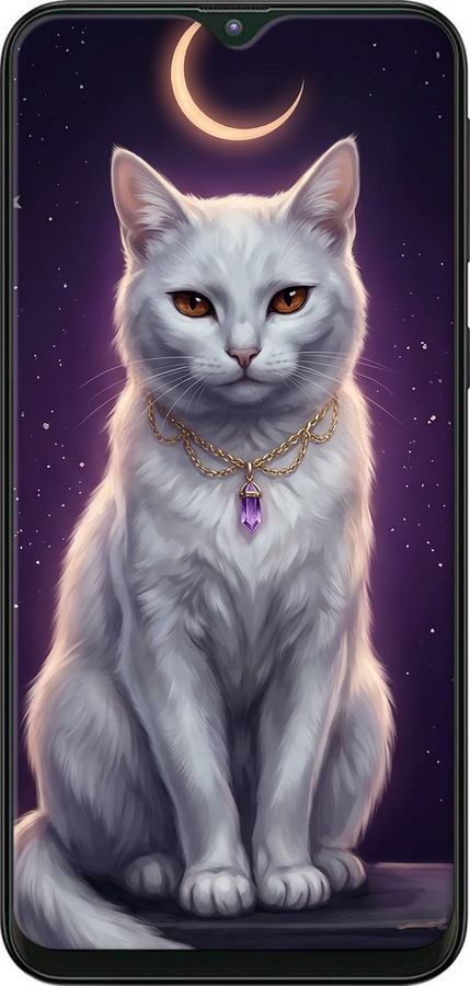 2D пластиковий чехол Mystic White Cat Gothic Dark Purple Gold для Samsung Galaxy M10 - 6805t-1661 изображение 