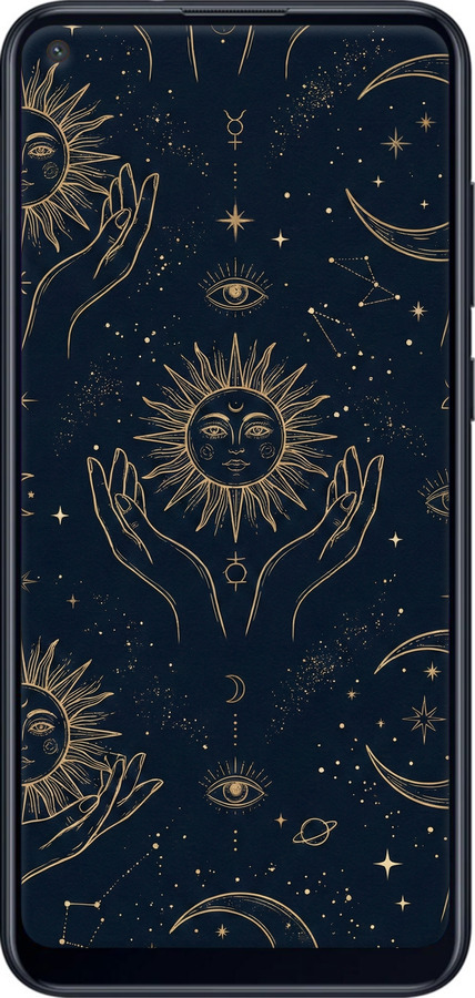 TPU чехол Celestial Harmony: Sun & Moon Gold Mystic Pattern для Samsung Galaxy A11 A115F - 6778b-2012 изображение 