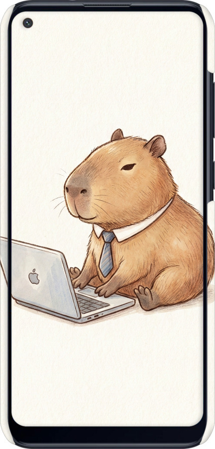 3D пластиковый матовый чехол Funny Capybara CEO Working для Samsung Galaxy M11 M115F - 6777m-1905 изображение 