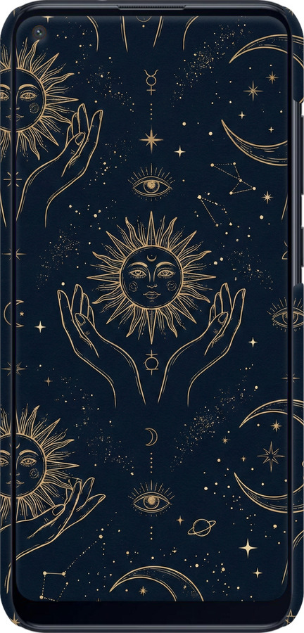 3D пластиковий матовий чехол Celestial Harmony: Sun & Moon Gold Mystic Pattern для Samsung Galaxy A11 A115F - 6778m-2012 изображение 