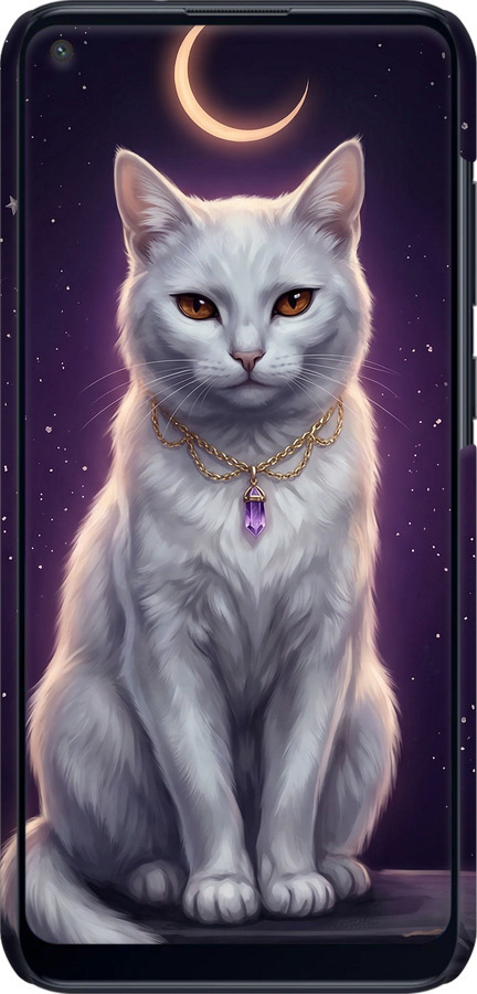 3D пластиковий матовий чехол Mystic White Cat Gothic Dark Purple Gold для Samsung Galaxy M11 M115F - 6805m-1905 изображение 