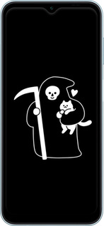 Силиконовый чехол Минималистичный арт: смерть и кошка для Samsung Galaxy M14 M146B - 6529u-3038 изображение 