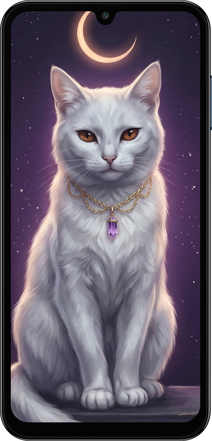 TPU чехол Mystic White Cat Gothic Dark Purple Gold для Samsung Galaxy F15 - 6805b-3756 изображение 