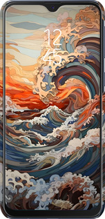 3D пластиковый матовый чехол Арт волны для Samsung Galaxy M20 - 6324m-1660 изображение 