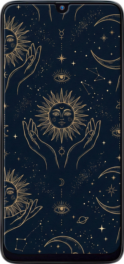 Силіконовий чехол Celestial Harmony: Sun & Moon Gold Mystic Pattern для Samsung Galaxy M30 - 6778u-1682 изображение 