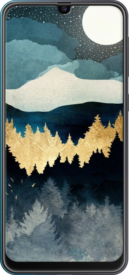 TPU чехол Ночной пейзаж с лесом и горами для Samsung Galaxy M21 M215F - 6493b-2016 изображение 