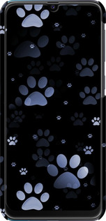 3D пластиковый матовый чехол С синими отпечатками лап для Samsung Galaxy M21 M215F - 6441m-2016 изображение 