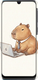 3D пластиковый матовый чехол Funny Capybara CEO Working для Samsung Galaxy M30s 2019 - 6777m-1774 изображение 