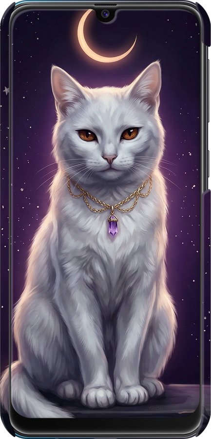 3D пластиковый матовый чехол Mystic White Cat Gothic Dark Purple Gold для Samsung Galaxy M21 M215F - 6805m-2016 изображение 