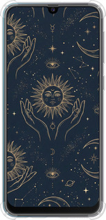 Силикон с усиленными углами чехол Celestial Harmony: Sun & Moon Gold Mystic Pattern для Samsung Galaxy M21 M215F - 6778sp-2016 изображение 