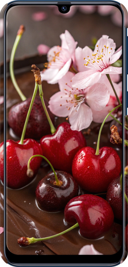 3D пластиковый матовый чехол Вишня в шоколаде для Samsung Galaxy M31 M315F - 6698m-1907 изображение 