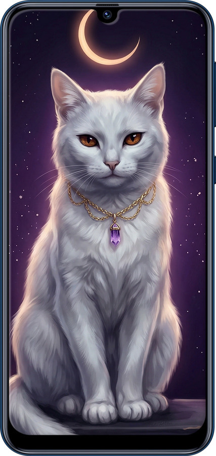 Силіконовий чехол Mystic White Cat Gothic Dark Purple Gold для Samsung Galaxy M31 M315F - 6805u-1907 изображение 