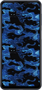 TPU чехол Візерунок чорних котів на блакитному фоні для Samsung Galaxy M33 M336B - 6525b-2633 изображение 