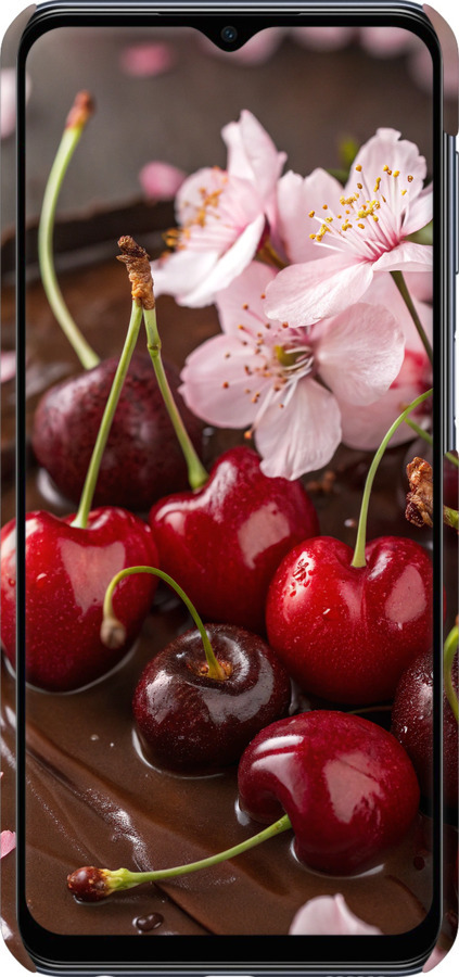 3D пластиковый матовый чехол Вишня в шоколаде для Samsung Galaxy M33 M336B - 6698m-2633 изображение 