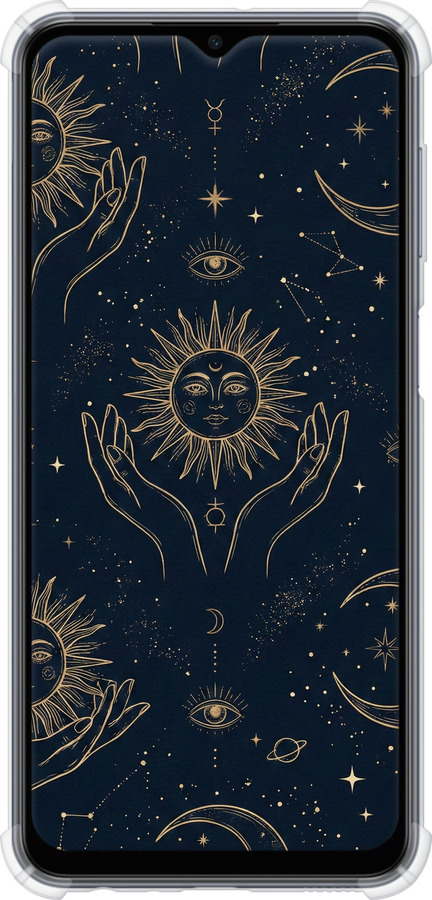 Силіконовий протиударний с посиленими кутами чехол Celestial Harmony: Sun & Moon Gold Mystic Pattern для Samsung Galaxy M33 M336B - 6778sp-2633 изображение 
