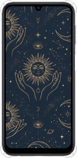 Силикон с усиленными углами чехол Celestial Harmony: Sun & Moon Gold Mystic Pattern для Samsung Galaxy M34 5G - 6778sp-3141 изображение 