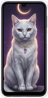 Силикон с усиленными углами чехол Mystic White Cat Gothic Dark Purple Gold для Samsung Galaxy M34 5G - 6805sp-3141 изображение 