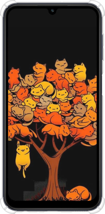 Силикон с усиленными углами чехол Дерево и котики для Samsung Galaxy M34 5G - 6516sp-3141 изображение 