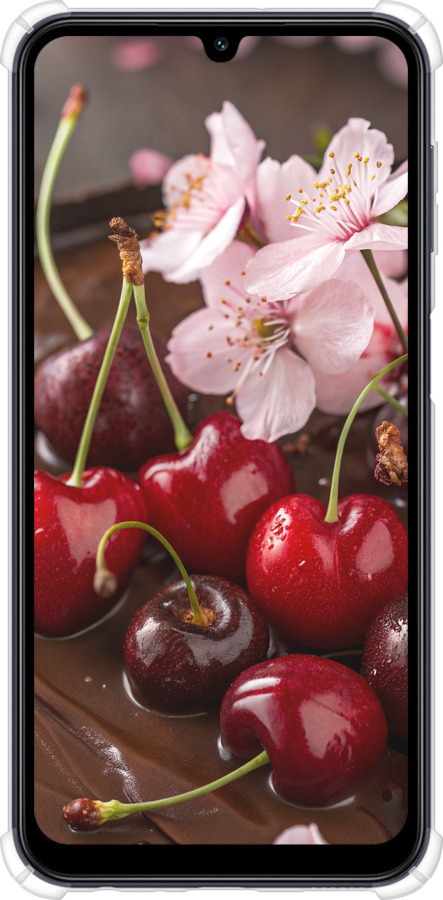 Силикон с усиленными углами чехол Вишня в шоколаде для Samsung Galaxy M34 5G - 6698sp-3141 изображение 