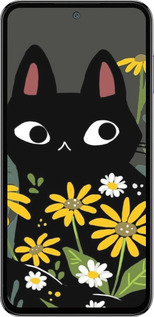 Силиконовый чехол Черный кот с цветами для Samsung Galaxy M35 5G - 6448u-3738 изображение 
