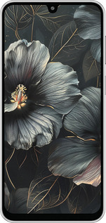Силиконовый чехол Черные цветы для Samsung Galaxy M36 - 6031u-4103 изображение 