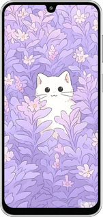 Силиконовый чехол Котик в цветах для Samsung Galaxy M36 - 6390u-4103 изображение 