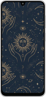 Силиконовый чехол Celestial Harmony: Sun & Moon Gold Mystic Pattern для Samsung Galaxy M36 - 6778u-4103 изображение 