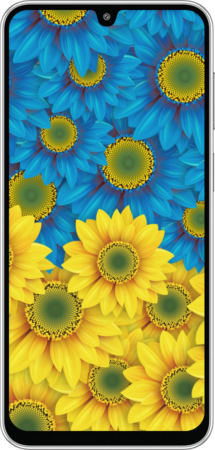 Силиконовый чехол Жёлто-голубые цветы для Samsung Galaxy M36 - 1048u-4103 изображение 