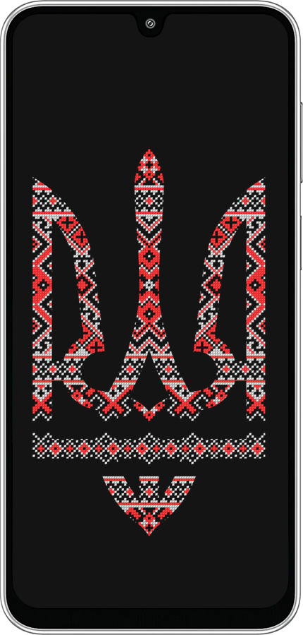 Силиконовый чехол Герб - вышиванка на черном фоне для Samsung Galaxy M36 - 1196u-4103 изображение 
