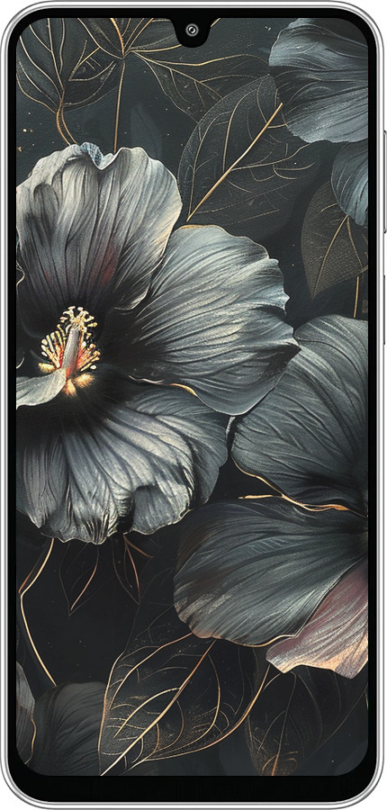 Силиконовый чехол Черные цветы для Samsung Galaxy M36 - 6031u-4103 изображение 