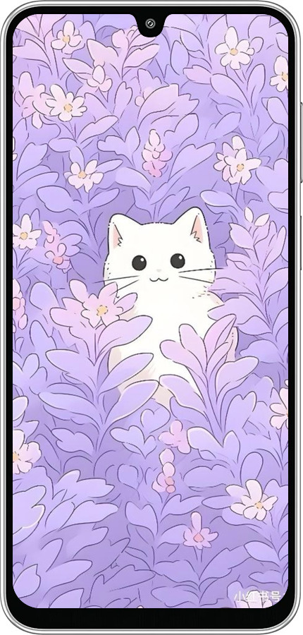 Силиконовый чехол Котик в цветах для Samsung Galaxy M36 - 6390u-4103 изображение 