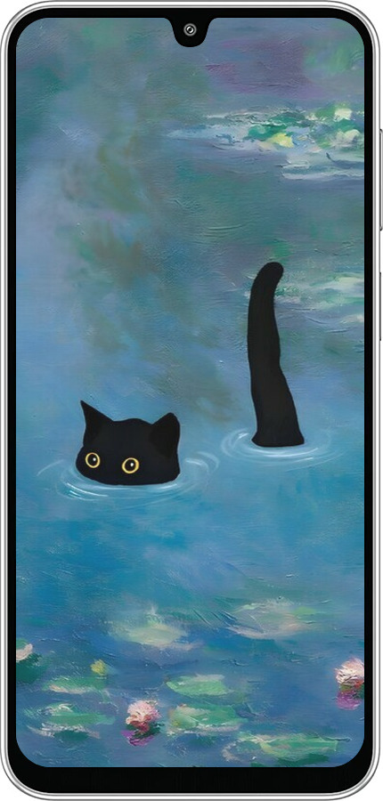 Силіконовий чехол Із зображенням кота та водяної лілії Monet для Samsung Galaxy M36 - 6519u-4103 изображение 