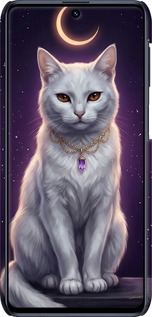 3D пластиковый матовый чехол Mystic White Cat Gothic Dark Purple Gold для Samsung Galaxy M51 M515F - 6805m-1944 изображение 