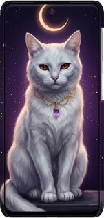 3D пластиковий матовий чехол Mystic White Cat Gothic Dark Purple Gold для Samsung Galaxy M52 M526B - 6805m-2490 изображение 
