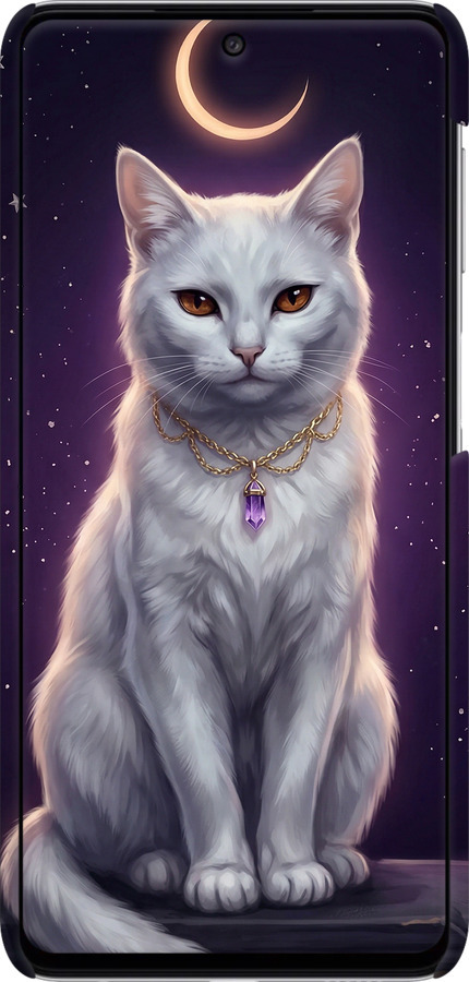3D пластиковий матовий чехол Mystic White Cat Gothic Dark Purple Gold для Samsung Galaxy M52 M526B - 6805m-2490 изображение 