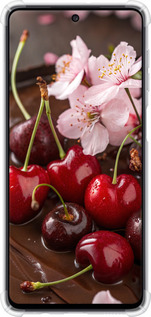 Силикон с усиленными углами чехол Вишня в шоколаде для Samsung Galaxy M52 M526B - 6698sp-2490 изображение 