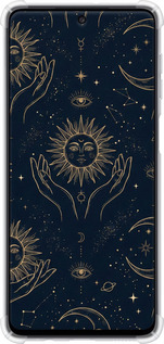 Силіконовий протиударний с посиленими кутами чехол Celestial Harmony: Sun & Moon Gold Mystic Pattern для Samsung Galaxy M52 M526B - 6778sp-2490 изображение 