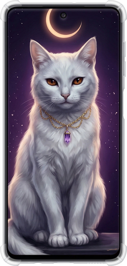 Силіконовий протиударний с посиленими кутами чехол Mystic White Cat Gothic Dark Purple Gold для Samsung Galaxy M52 M526B - 6805sp-2490 изображение 