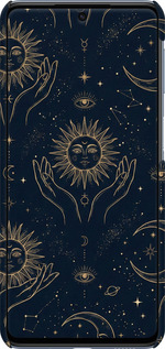 3D пластиковый матовый чехол Celestial Harmony: Sun & Moon Gold Mystic Pattern для Samsung Galaxy M53 M536B - 6778m-2608 изображение 