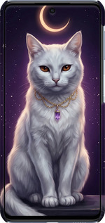3D пластиковый матовый чехол Mystic White Cat Gothic Dark Purple Gold для Samsung Galaxy M53 M536B - 6805m-2608 изображение 
