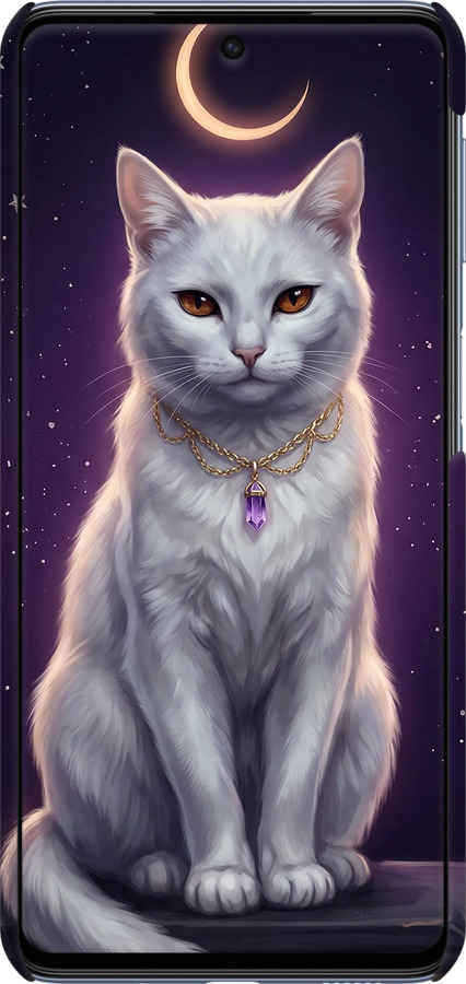 3D пластиковый матовый чехол Mystic White Cat Gothic Dark Purple Gold для Samsung Galaxy M53 M536B - 6805m-2608 изображение 