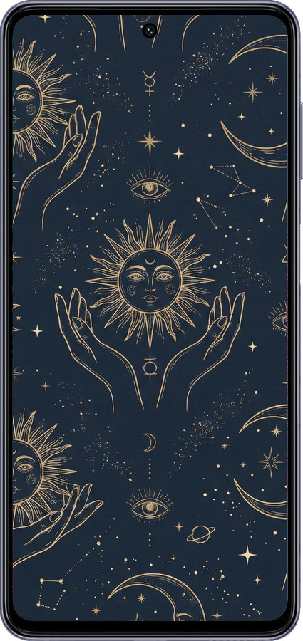 Силіконовий чехол Celestial Harmony: Sun & Moon Gold Mystic Pattern для Samsung Galaxy M54 - 6778u-3039 изображение 