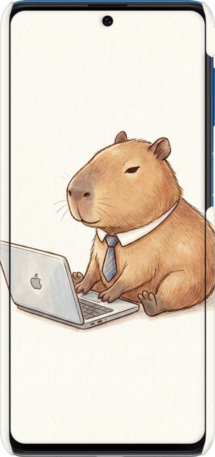 3D пластиковый матовый чехол Funny Capybara CEO Working для Samsung Galaxy M62 - 6777m-2263 изображение 