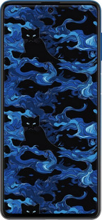 Силіконовий чехол Візерунок чорних котів на блакитному фоні для Samsung Galaxy M62 - 6525u-2263 изображение 