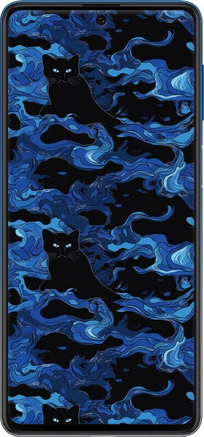 Силіконовий чехол Візерунок чорних котів на блакитному фоні для Samsung Galaxy M62 - 6525u-2263 изображение 