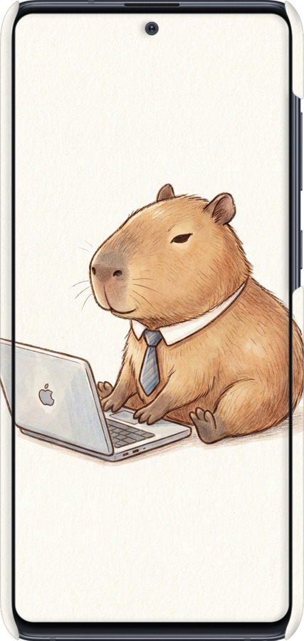 3D пластиковий матовий чехол Funny Capybara CEO Working для Samsung Galaxy Note 10 Lite - 6777m-1872 изображение 