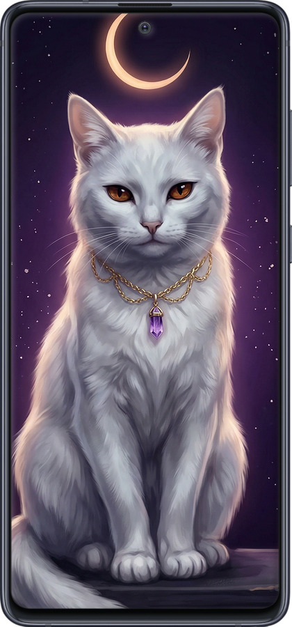 Силиконовый чехол Mystic White Cat Gothic Dark Purple Gold для Samsung Galaxy Note 10 Lite - 6805u-1872 изображение 